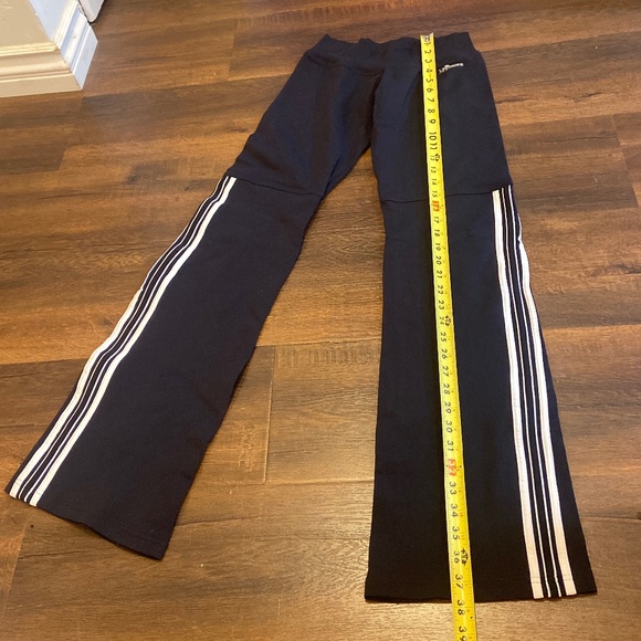 Y2K BRO FITWEAR BLACK GROOVER SPANDEX PANTS YOGA DANCE FLARE LEG SIDE STRIPE S - Picture 5 of 12